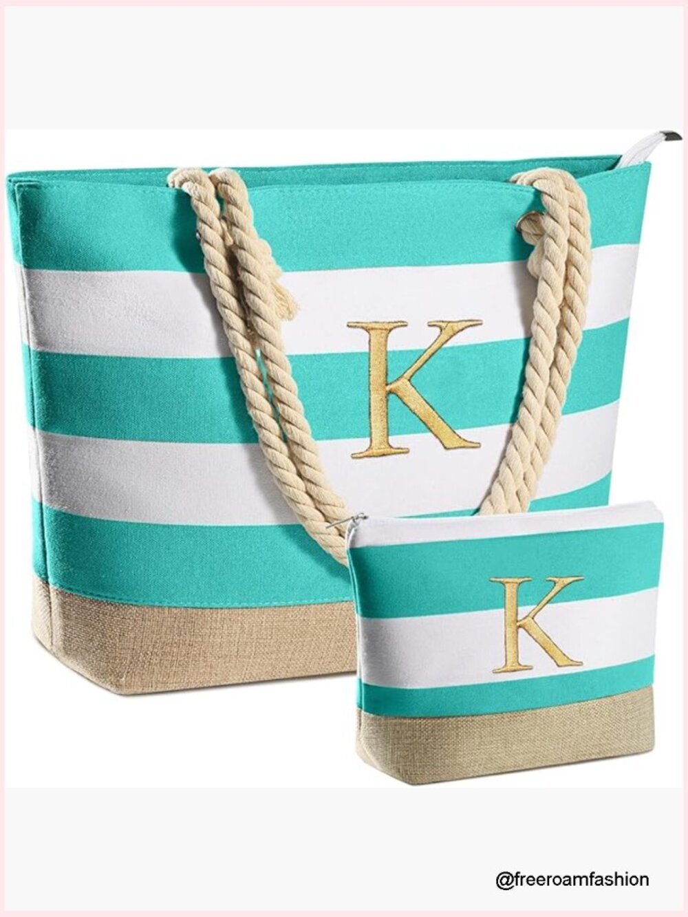 Canvas Beach Tote with Waterproof Wet Bag Large Capacity Travel Shoulder Bag